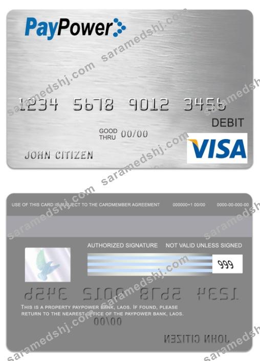 Laos PayPower bank visa debit card